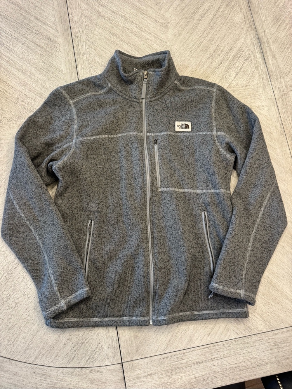 The North Face Men's Heather Gray Full-Zip Fleece Jacket medium